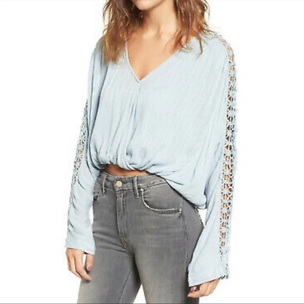 Free‎ People Runaway Crochet Lace Banded Wrap Top